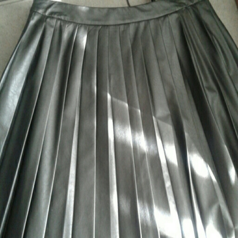 Faux Leather Pleated Skirt